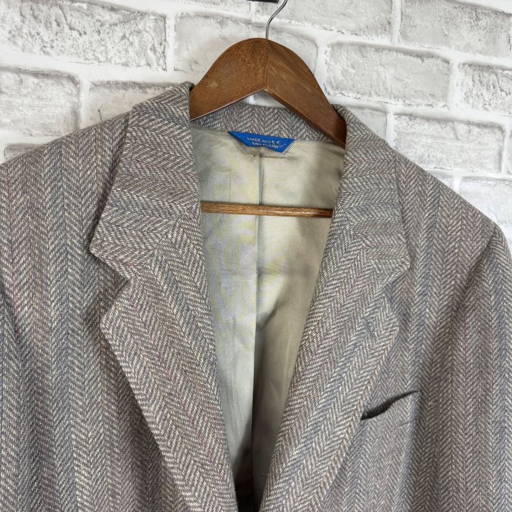 Pendleton Virgin Wool Gray Tweed Herringbone 2 Bu… - image 2